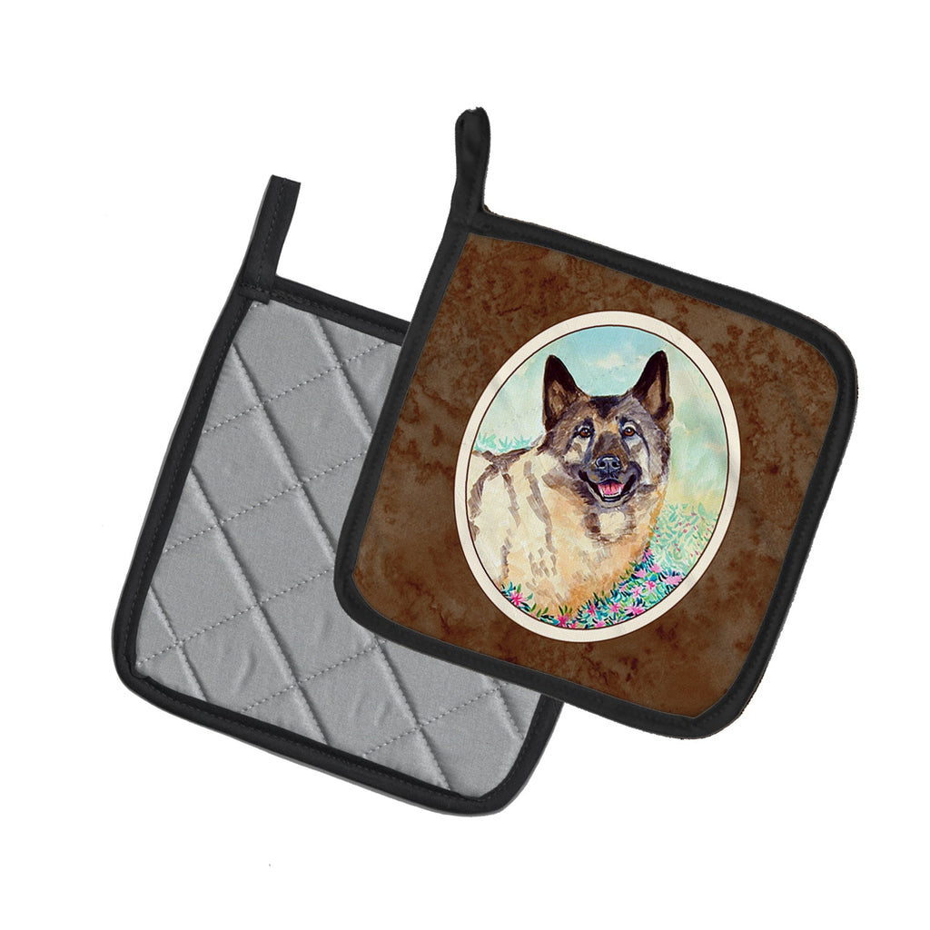 Norwegian Elkhound Pot Holder Set of 2 Heat Resistant Quilted Hot Pads 7.5 x 7.5 Inch, Insulated Kitchen Trivets for Cooking & Baking