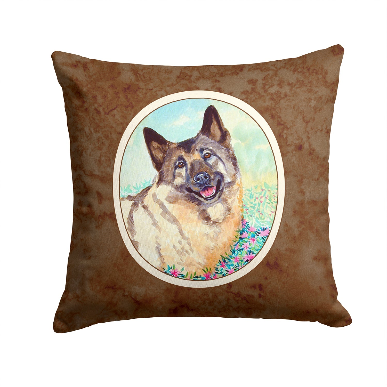 Norwegian Elkhound Decorative Throw Pillow 14x14 Indoor Outdoor Accent Cushion, Fabric Cover with Insert for Sofa, Bed, Porch & Living Room