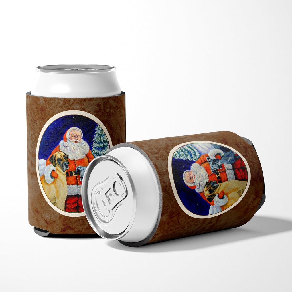 Santa Claus with Great Dane Can or Bottle Hugger Cooler Sleeve for Standard 12 oz Cans, Insulated Foam Beer & Soda Can Hugger Reusable