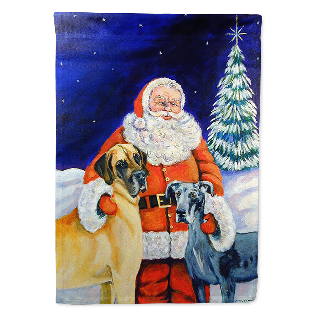 Santa Claus with Great Dane House Flag 28x40 Porch Sleeve Pole Decorative Outside Yard Banner Artwork Wall Hanging, Polyester