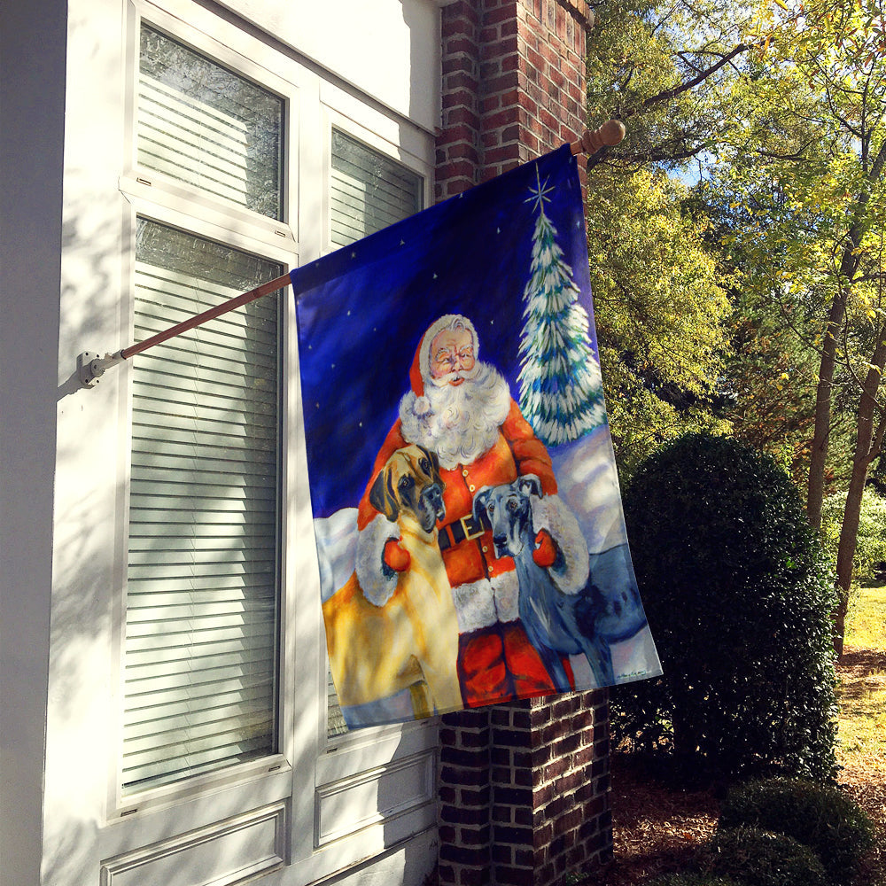 Santa Claus with Great Dane House Flag 28x40 Porch Sleeve Pole Decorative Outside Yard Banner Artwork Wall Hanging, Polyester