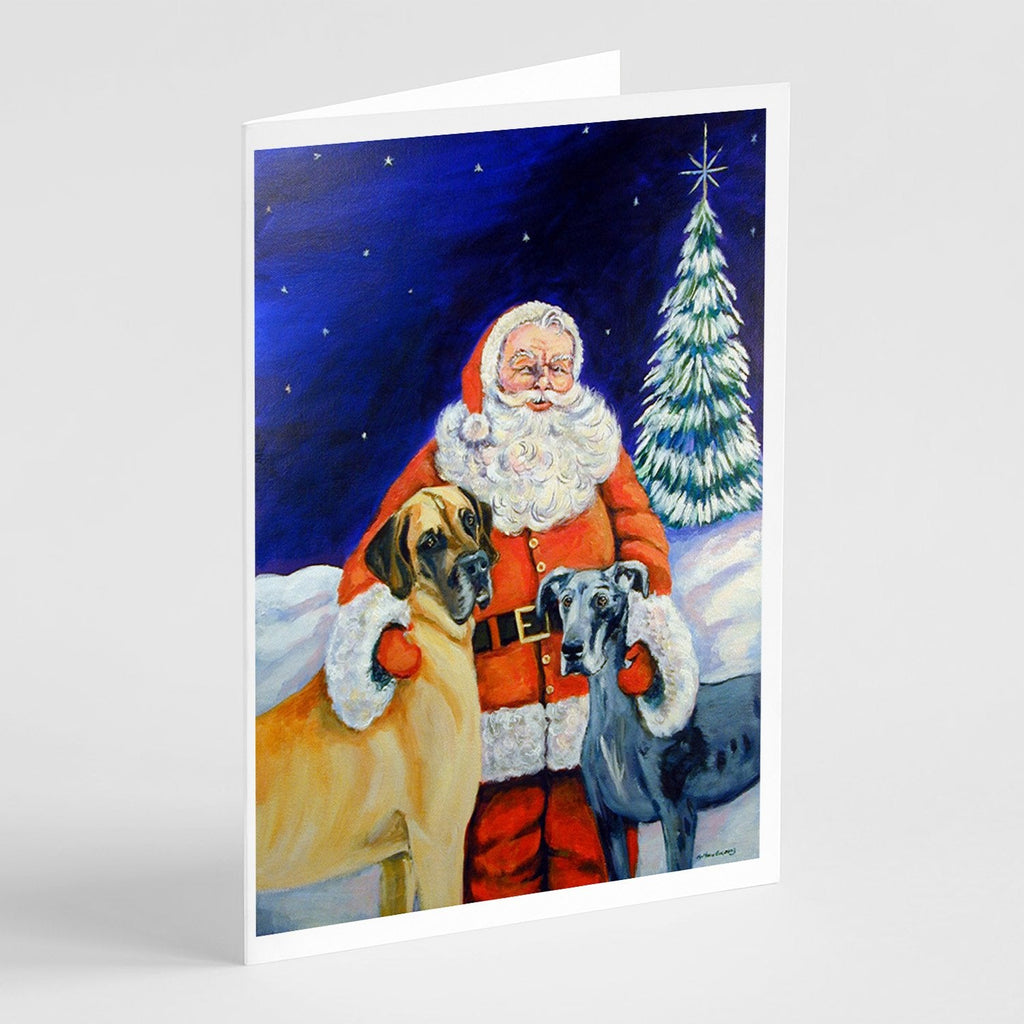 Santa Claus with Great Dane Greeting Cards Pack of 8 Blank Cards with Envelopes Whimsical A7 Size 5x7