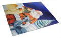 Santa Claus with Great Dane Cutting Board Tempered Glass Kitchen Cutting Surface, Heat Resistant Chopping, Non-Slip Feet, Food Prep & Serving