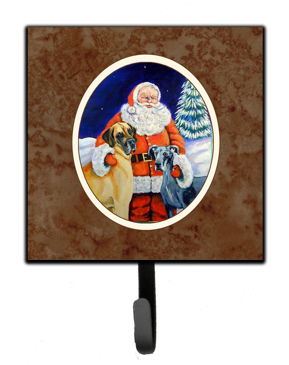 Santa Claus with Great Dane Leash or Key Holder Wall Hooks, Key Hooks Holder, Coat Rack Wall Mount, Coat Hooks, Hooks for Hanging Keys, Towels, Aprons, Leashes