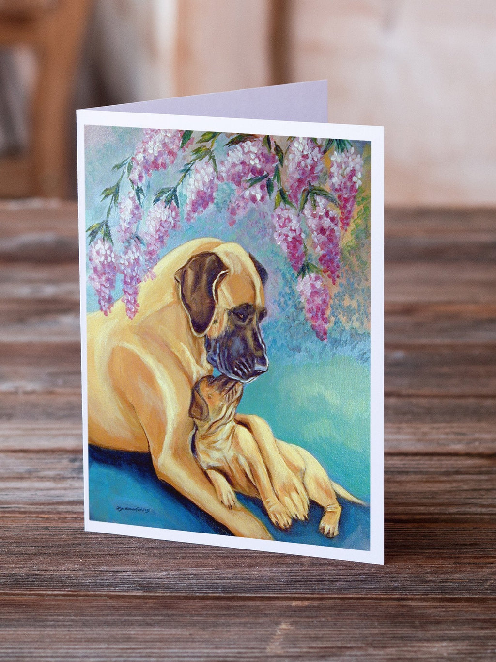 Great Dane and puppy Greeting Cards Pack of 8 Blank Cards with Envelopes Whimsical A7 Size 5x7