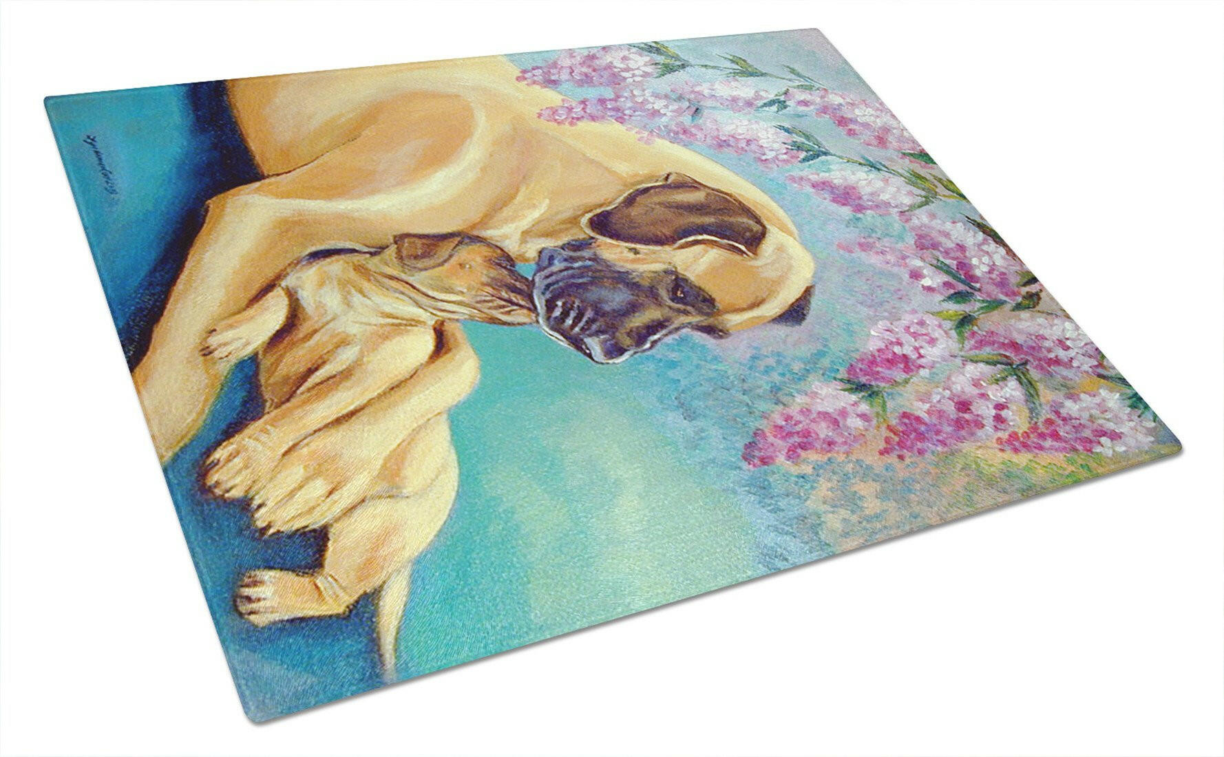 Great Dane and puppy Cutting Board Tempered Glass Kitchen Cutting Surface, Heat Resistant Chopping, Non-Slip Feet, Food Prep & Serving