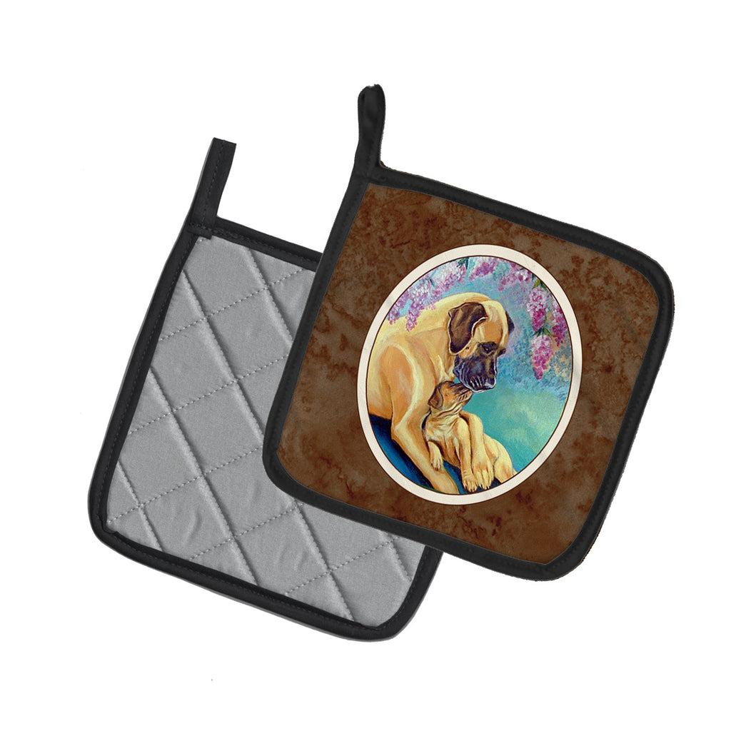 Great Dane and puppy Pot Holder Set of 2 Heat Resistant Quilted Hot Pads 7.5 x 7.5 Inch, Insulated Kitchen Trivets for Cooking & Baking