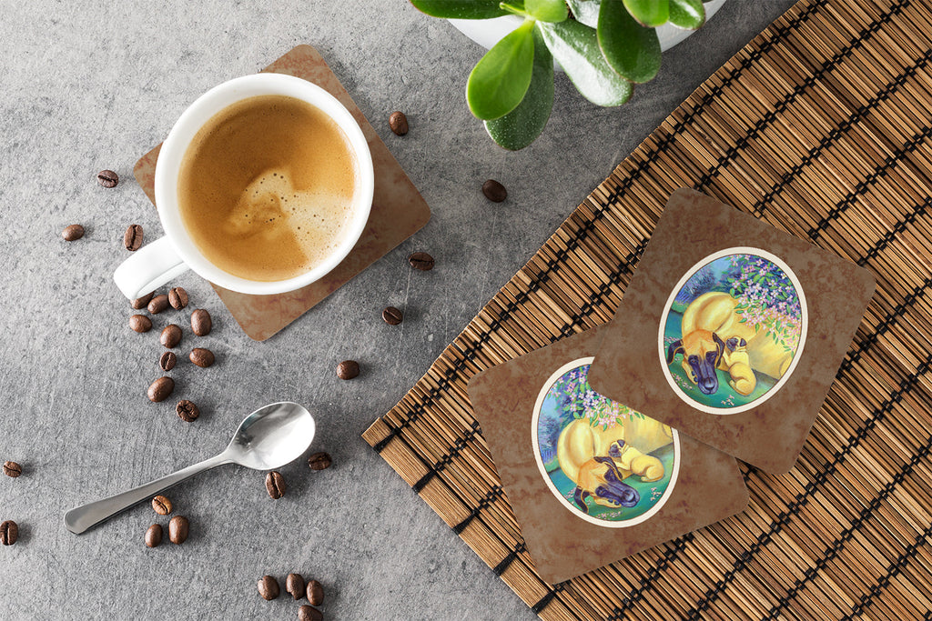 Great Dane and puppy Foam Coasters Set of 4 Cup Coasters for Indoor Outdoor, Tabletop Protection, Anti Slip, Mouse pad Material