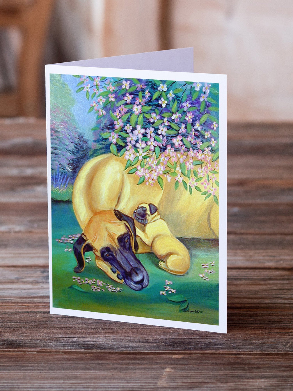 Great Dane and puppy Greeting Cards Pack of 8 Blank Cards with Envelopes Whimsical A7 Size 5x7