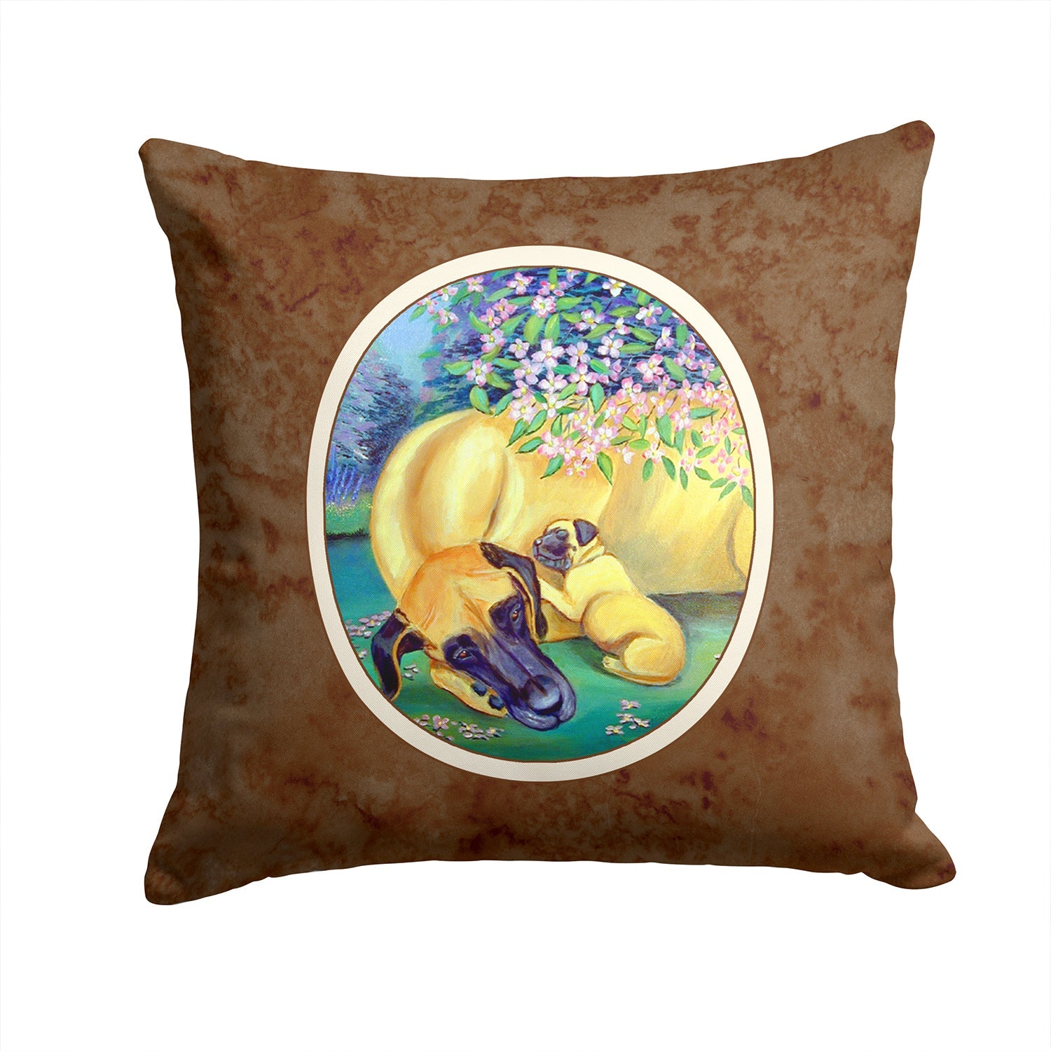 Great Dane and puppy Decorative Throw Pillow 14x14 Indoor Outdoor Accent Cushion, Fabric Cover with Insert for Sofa, Bed, Porch & Living Room