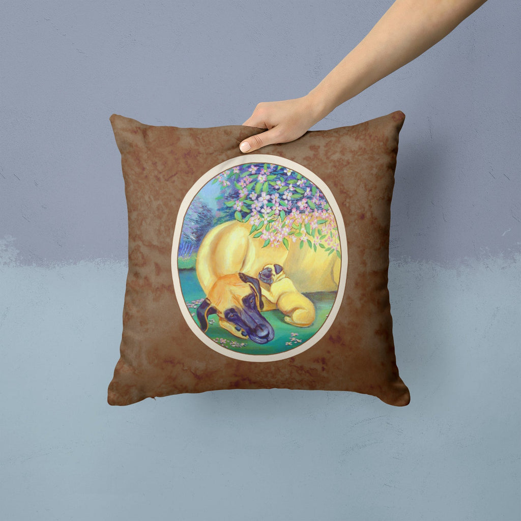 Great Dane and puppy Decorative Throw Pillow 14x14 Indoor Outdoor Accent Cushion, Fabric Cover with Insert for Sofa, Bed, Porch & Living Room
