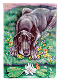 Blue Great Dane House Flag 28x40 Porch Sleeve Pole Decorative Outside Yard Banner Artwork Wall Hanging, Polyester