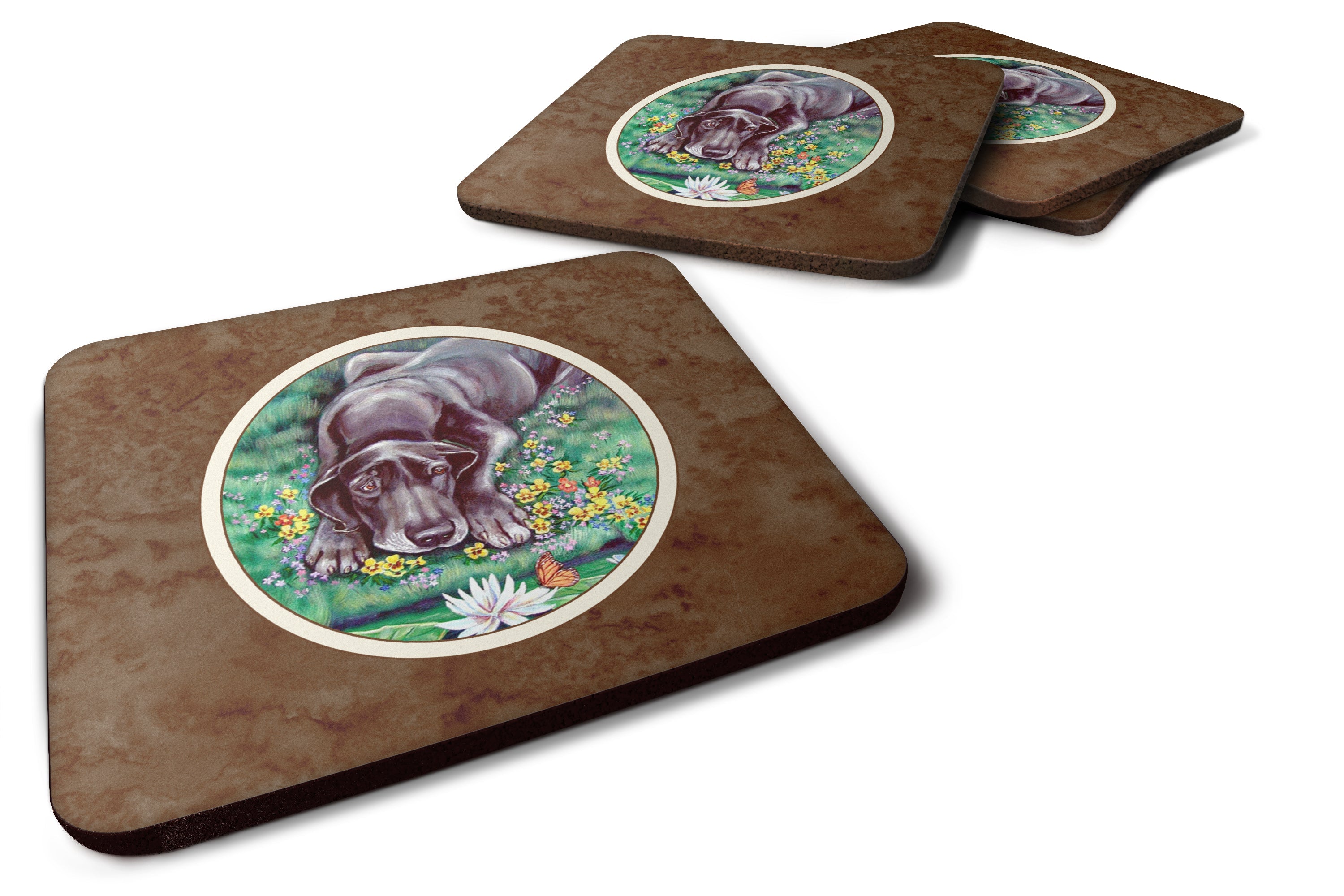 Blue Great Dane Foam Coasters Set of 4 Cup Coasters for Indoor Outdoor, Tabletop Protection, Anti Slip, Mouse pad Material