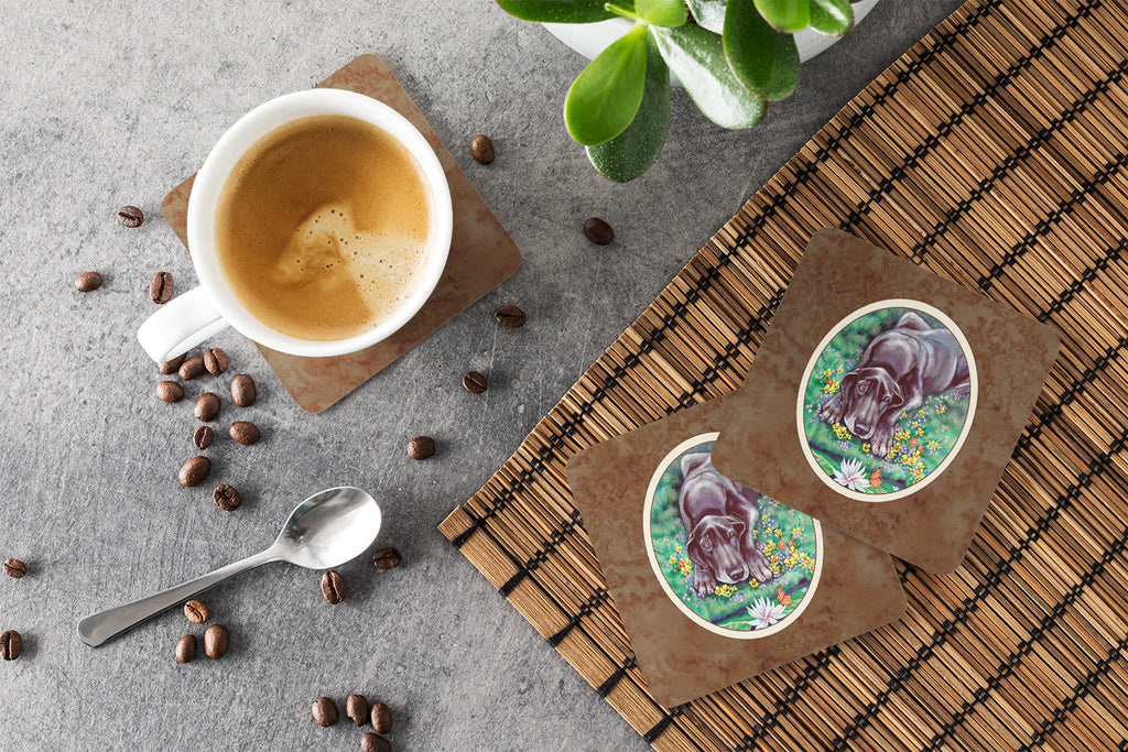Blue Great Dane Foam Coasters Set of 4 Cup Coasters for Indoor Outdoor, Tabletop Protection, Anti Slip, Mouse pad Material
