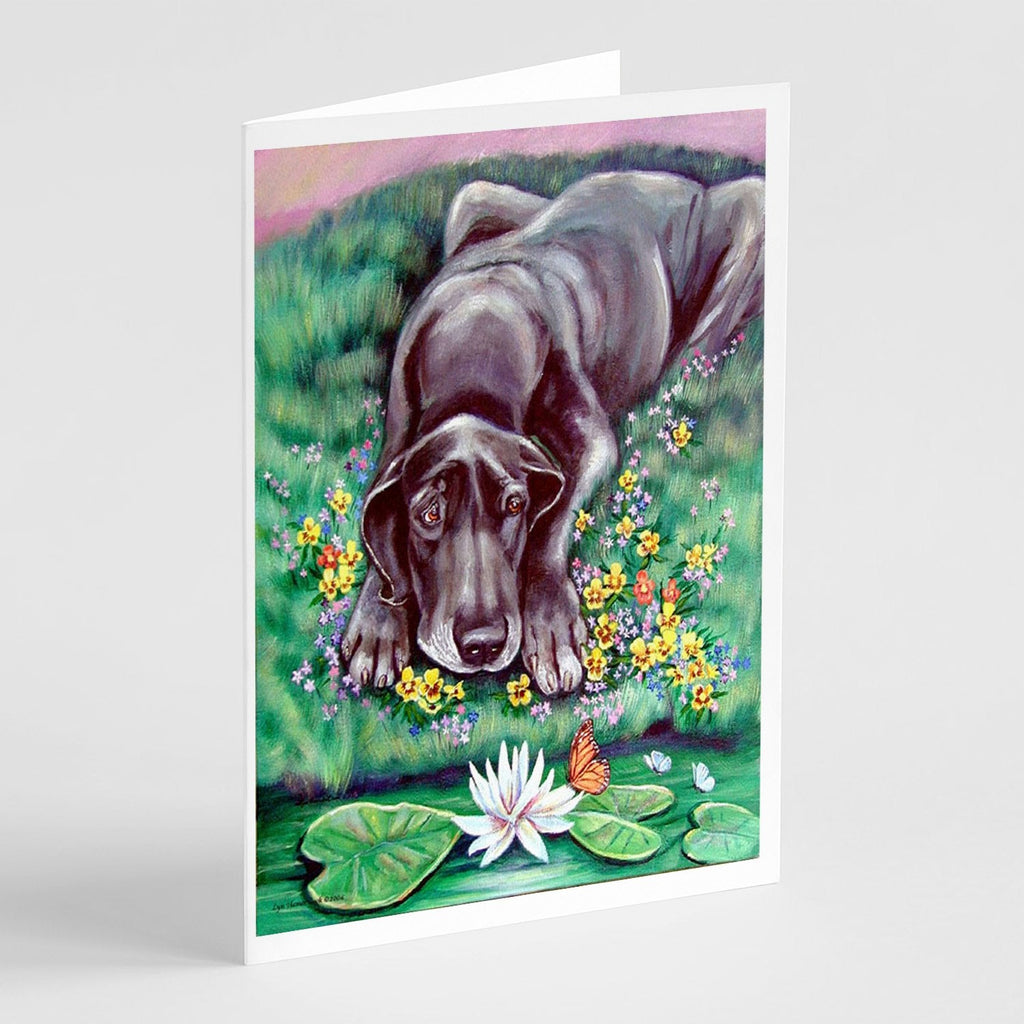 Blue Great Dane Greeting Cards Pack of 8 Blank Cards with Envelopes Whimsical A7 Size 5x7