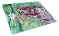 Blue Great Dane Cutting Board Tempered Glass Kitchen Cutting Surface, Heat Resistant Chopping, Non-Slip Feet, Food Prep & Serving