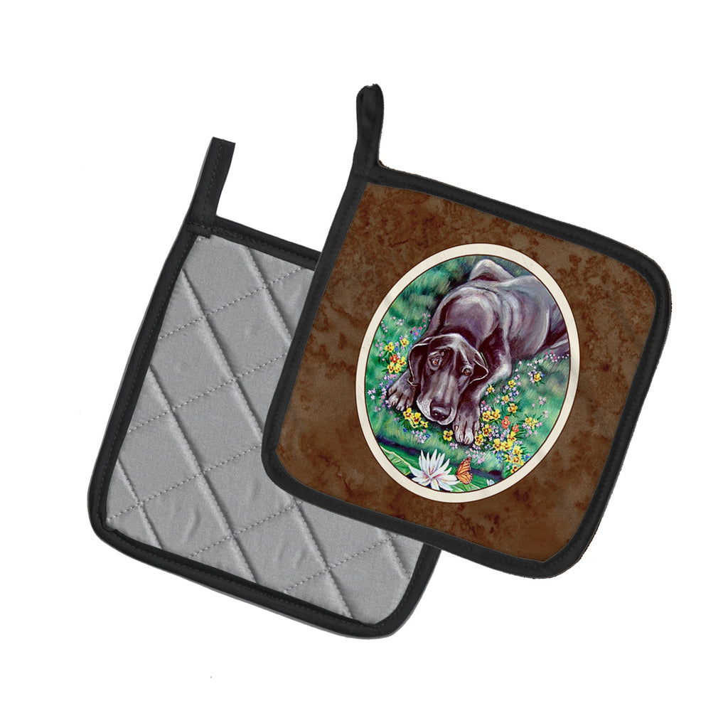 Blue Great Dane Pot Holder Set of 2 Heat Resistant Quilted Hot Pads 7.5 x 7.5 Inch, Insulated Kitchen Trivets for Cooking & Baking