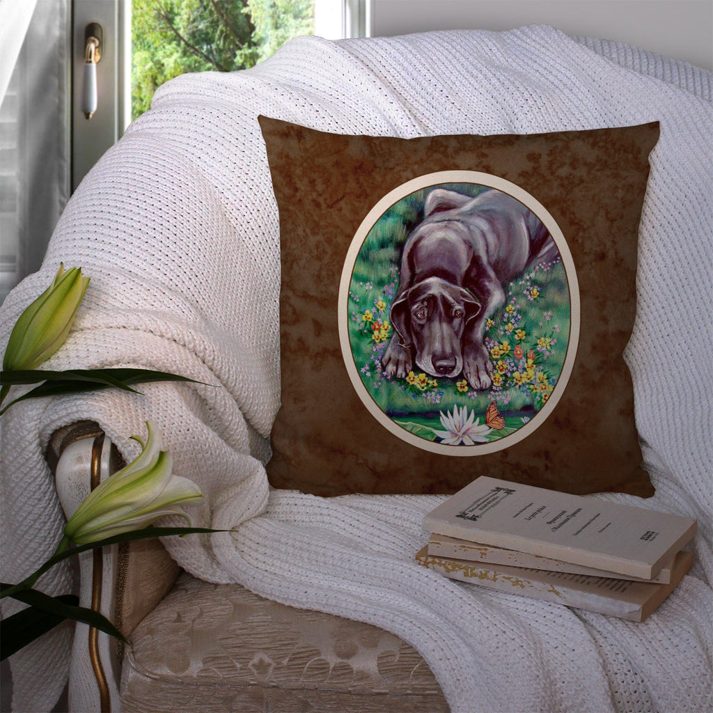 Blue Great Dane Decorative Throw Pillow 14x14 Indoor Outdoor Accent Cushion, Fabric Cover with Insert for Sofa, Bed, Porch & Living Room