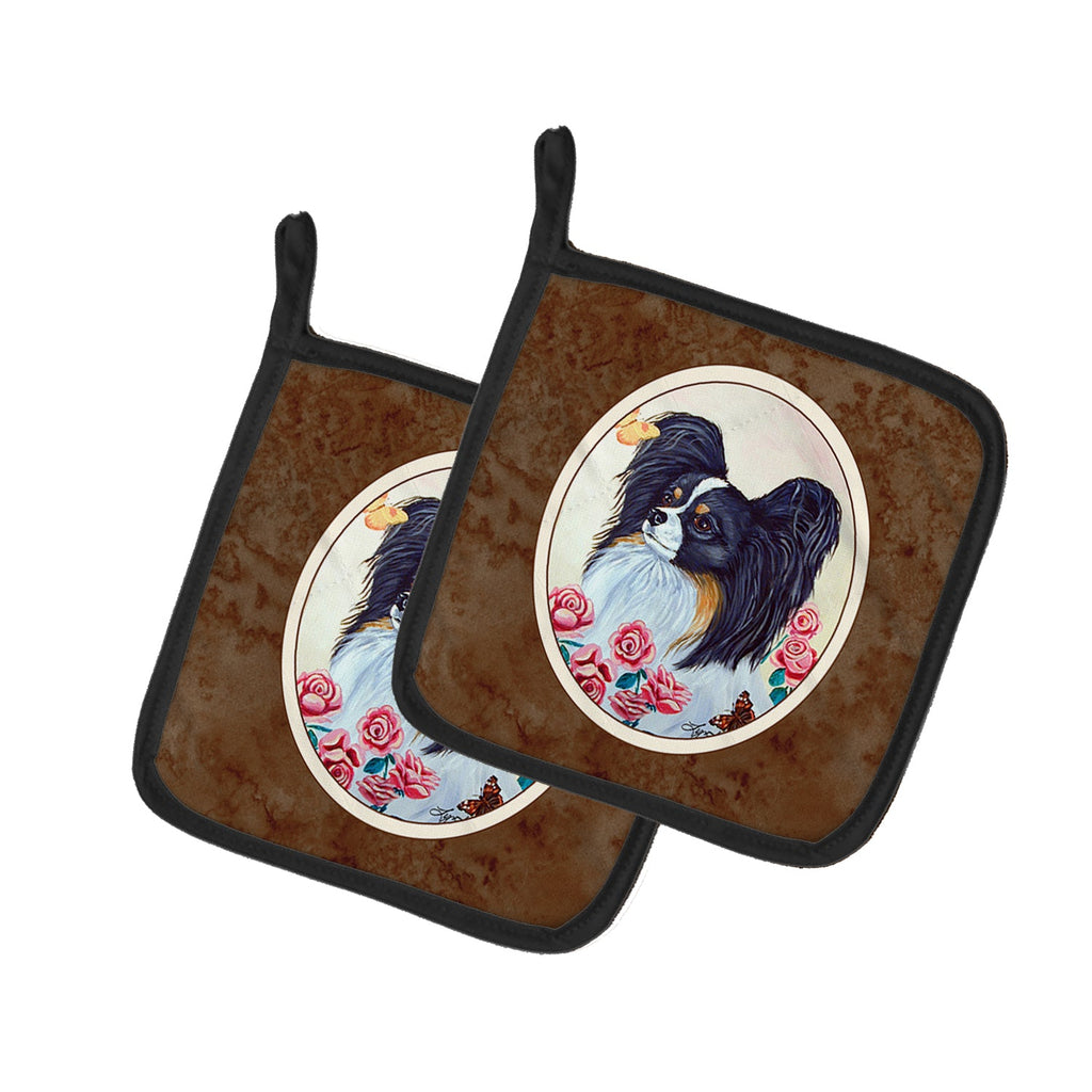 Papillon Pot Holder Set of 2 Heat Resistant Quilted Hot Pads 7.5 x 7.5 Inch, Insulated Kitchen Trivets for Cooking & Baking
