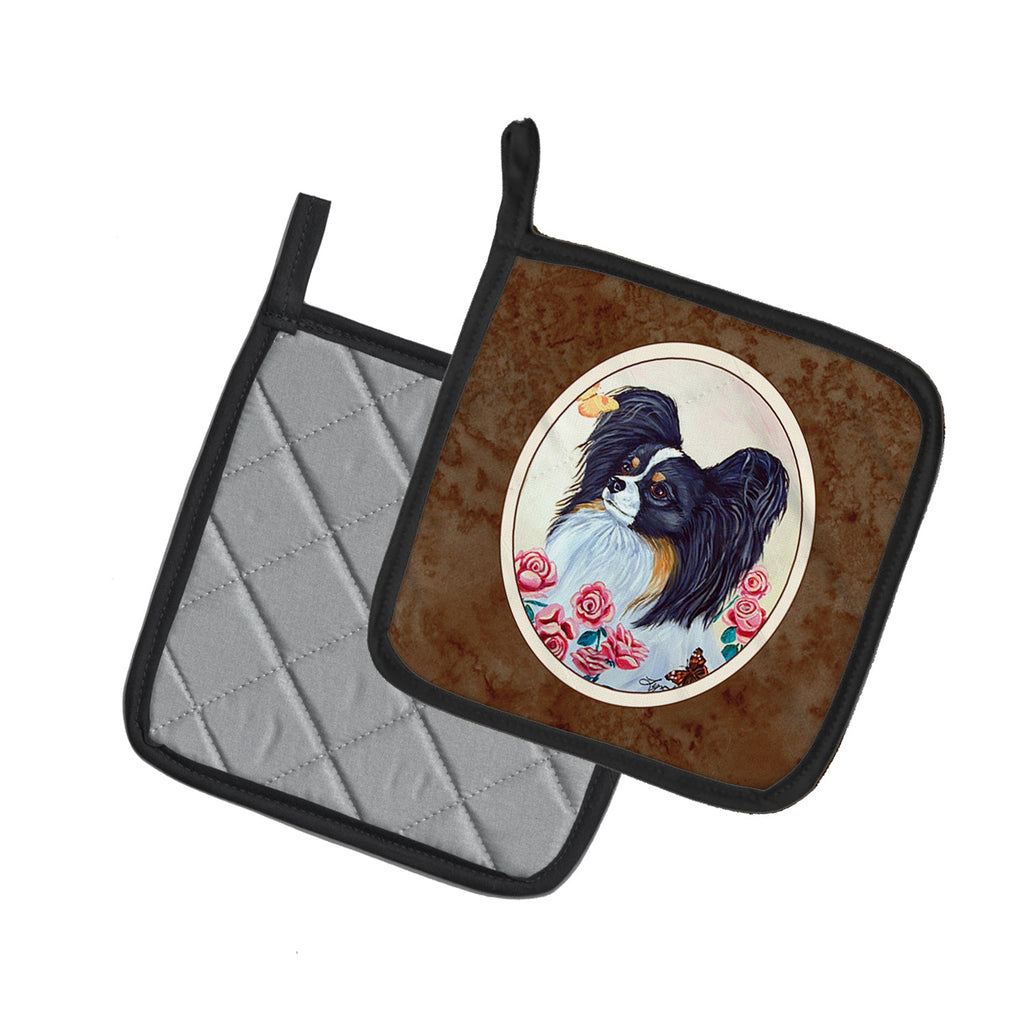 Papillon Pot Holder Set of 2 Heat Resistant Quilted Hot Pads 7.5 x 7.5 Inch, Insulated Kitchen Trivets for Cooking & Baking