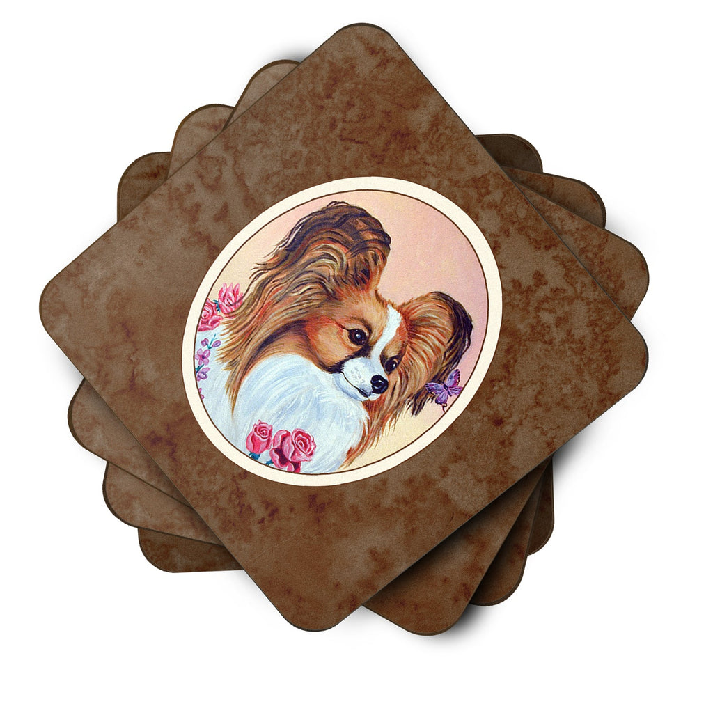Papillon Foam Coasters Set of 4 Cup Coasters for Indoor Outdoor, Tabletop Protection, Anti Slip, Mouse pad Material