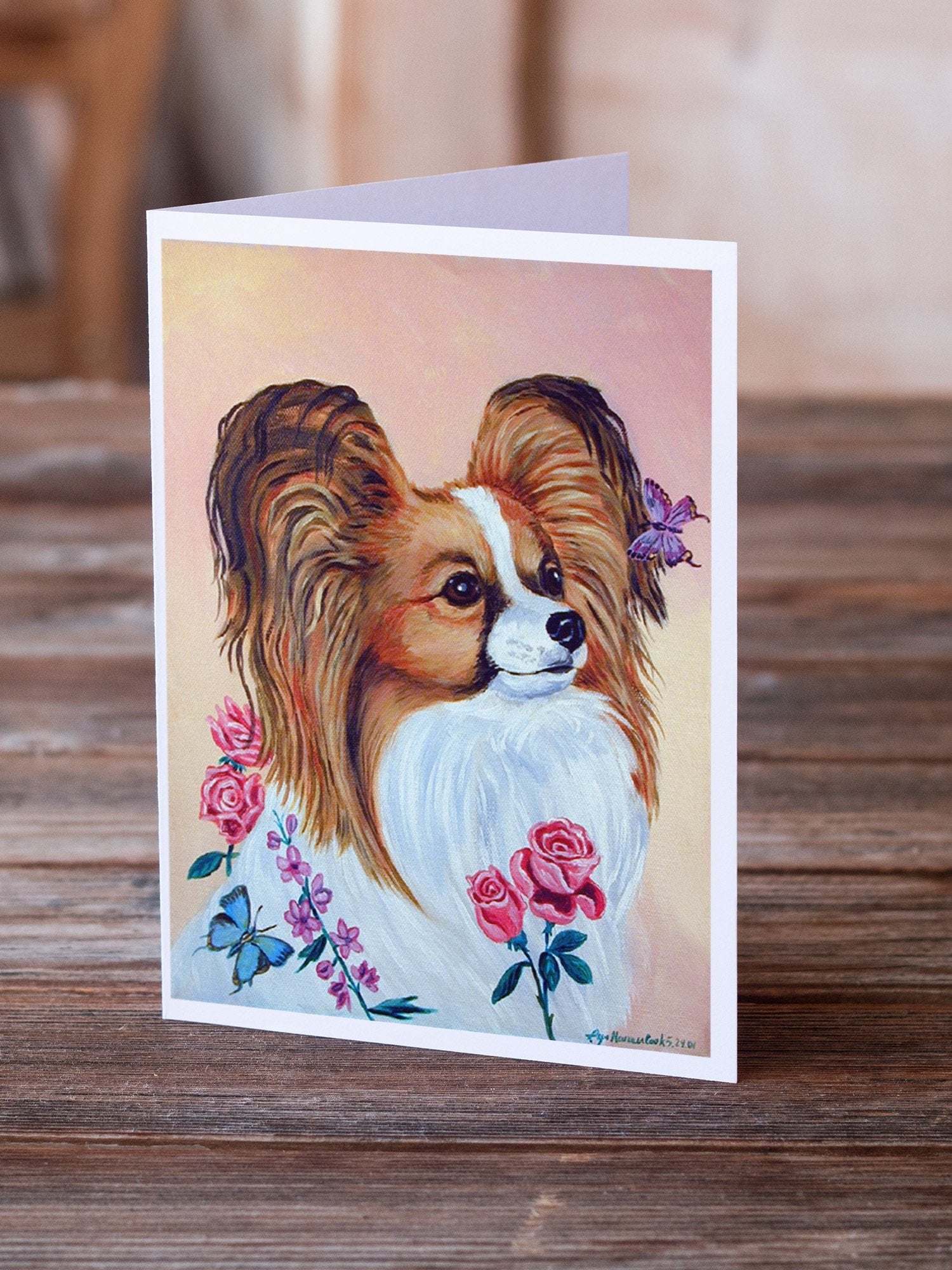 Papillon Greeting Cards Pack of 8 Blank Cards with Envelopes Whimsical A7 Size 5x7