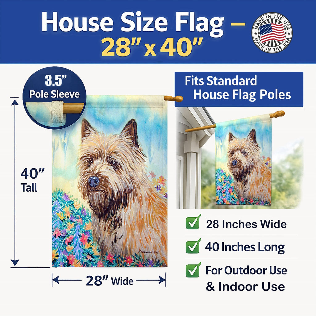 Cairn Terrier House Flag 28x40 Porch Sleeve Pole Decorative Outside Yard Banner Artwork Wall Hanging, Polyester