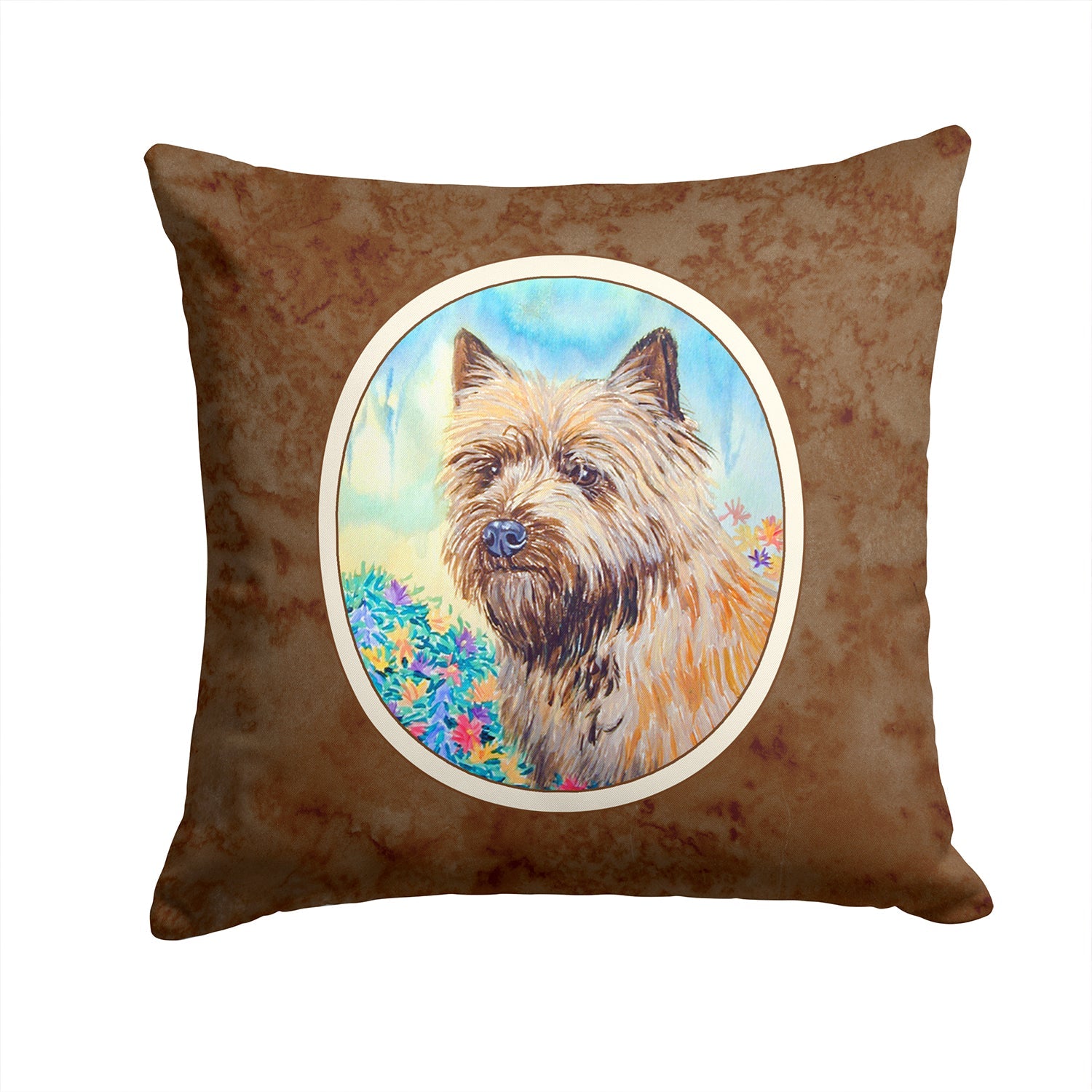 Cairn Terrier Decorative Throw Pillow 14x14 Indoor Outdoor Accent Cushion, Fabric Cover with Insert for Sofa, Bed, Porch & Living Room