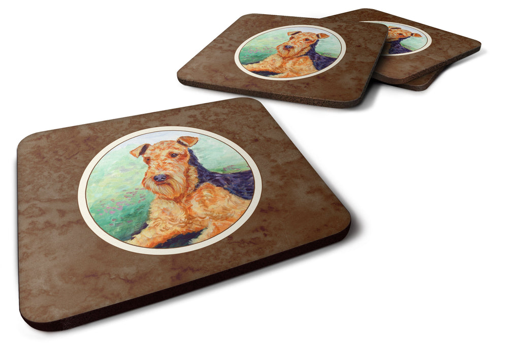 Airedale Terrier Foam Coasters Set of 4 Cup Coasters for Indoor Outdoor, Tabletop Protection, Anti Slip, Mouse pad Material