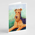 Airedale Terrier Greeting Cards Pack of 8 Blank Cards with Envelopes Whimsical A7 Size 5x7