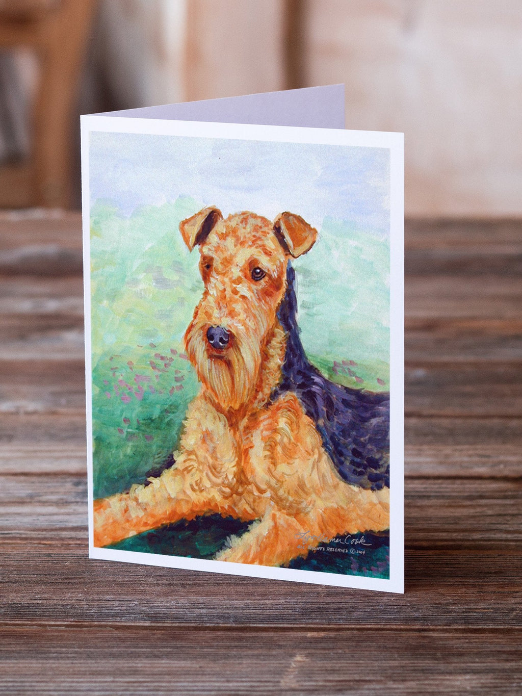 Airedale Terrier Greeting Cards Pack of 8 Blank Cards with Envelopes Whimsical A7 Size 5x7