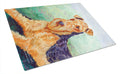Airedale Terrier Cutting Board Tempered Glass Kitchen Cutting Surface, Heat Resistant Chopping, Non-Slip Feet, Food Prep & Serving