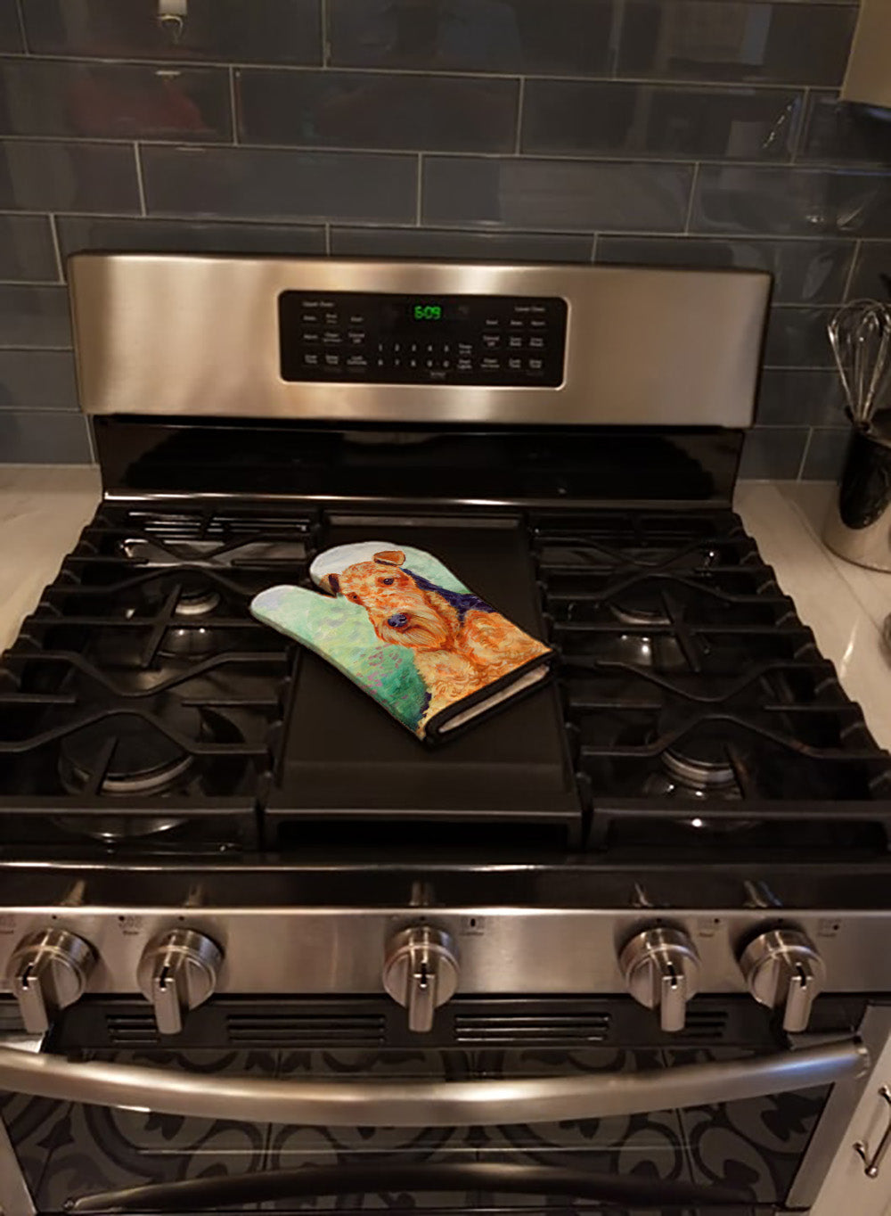 Airedale Terrier Oven Mitt Heat Resistant Thick Oven Mitt for Hot Pans and Oven, Kitchen Mitt Protect Hands, Cooking Baking Glove