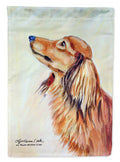 Long Haired Red Dachshund House Flag 28x40 Porch Sleeve Pole Decorative Outside Yard Banner Artwork Wall Hanging, Polyester