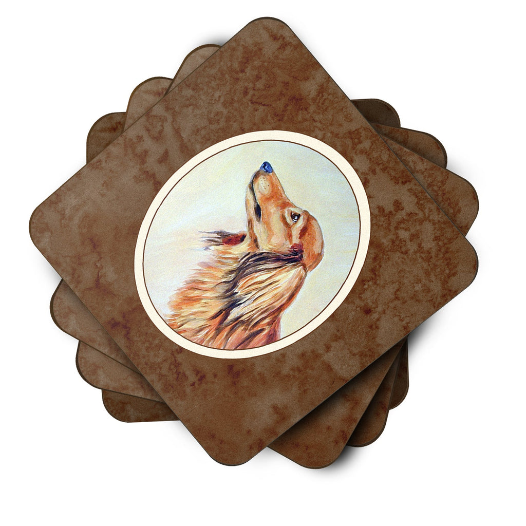 Long Haired Red Dachshund Foam Coasters Set of 4 Cup Coasters for Indoor Outdoor, Tabletop Protection, Anti Slip, Mouse pad Material