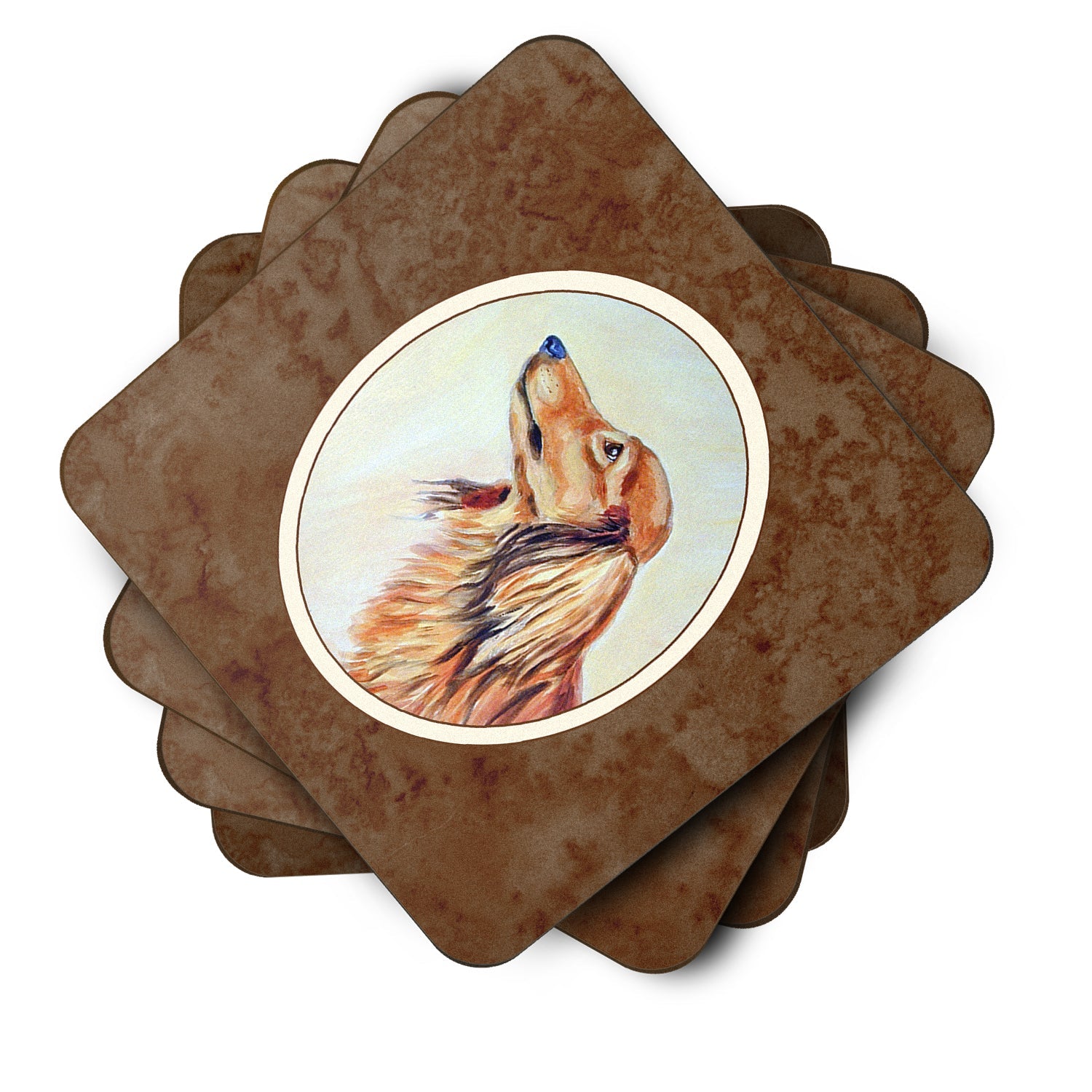 Long Haired Red Dachshund Foam Coasters Set of 4 Cup Coasters for Indoor Outdoor, Tabletop Protection, Anti Slip, Mouse pad Material