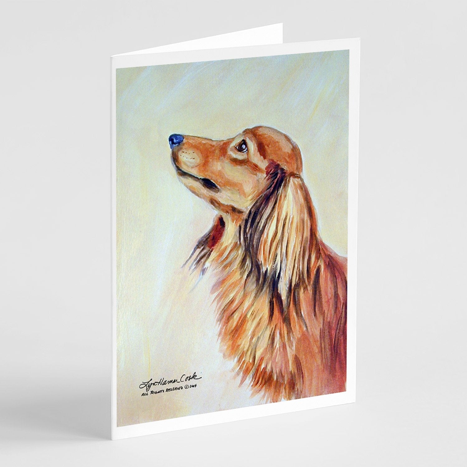 Long Haired Red Dachshund Greeting Cards Pack of 8 Blank Cards with Envelopes Whimsical A7 Size 5x7