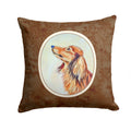 Long Haired Red Dachshund Decorative Throw Pillow 14x14 Indoor Outdoor Accent Cushion, Fabric Cover with Insert for Sofa, Bed, Porch & Living Room