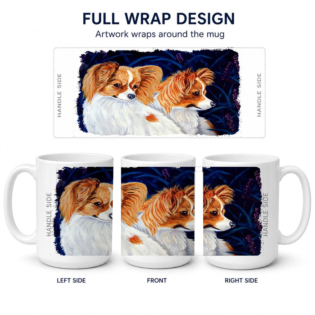 Papillon Ceramic Coffee Mug 15 oz Decorative Large C Handle Mug Cup for Tea, Cocoa Hot Chocolate