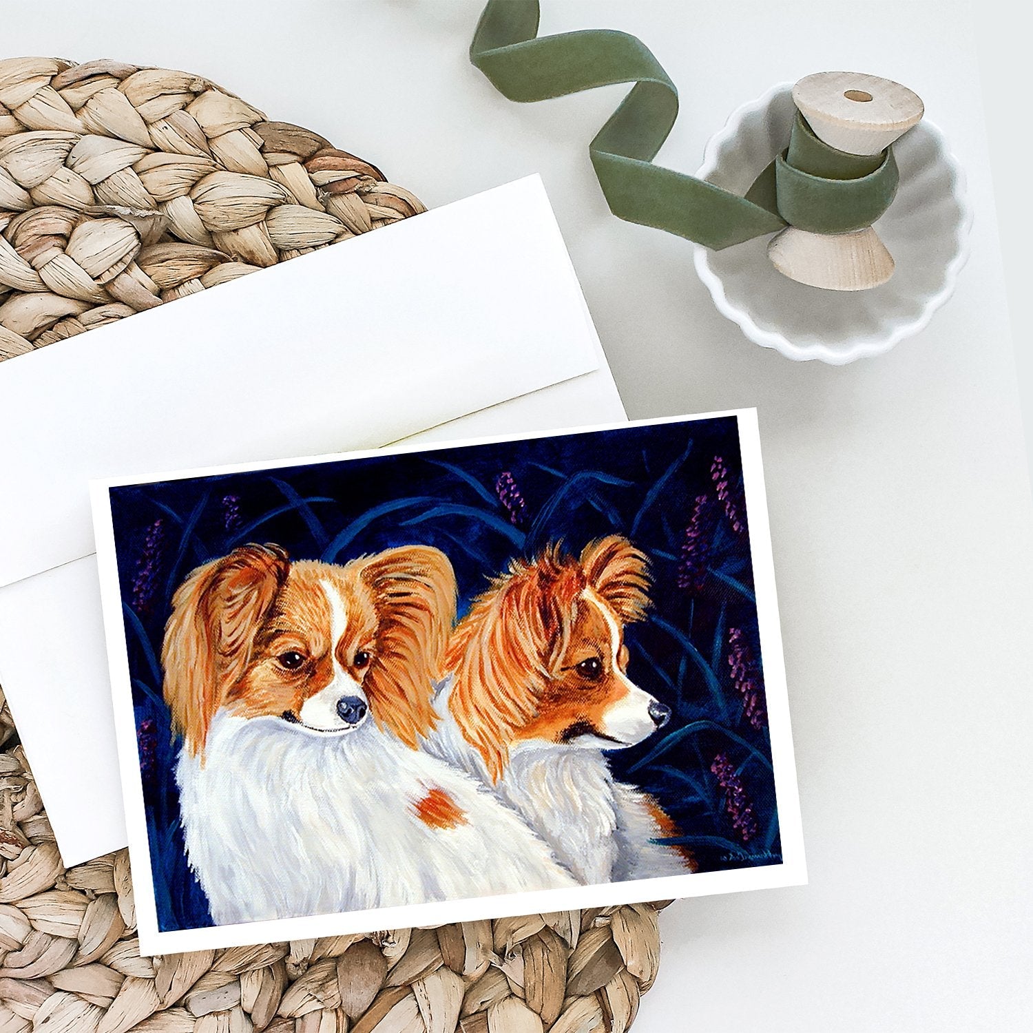 Papillon Greeting Cards Pack of 8 Blank Cards with Envelopes Whimsical A7 Size 5x7