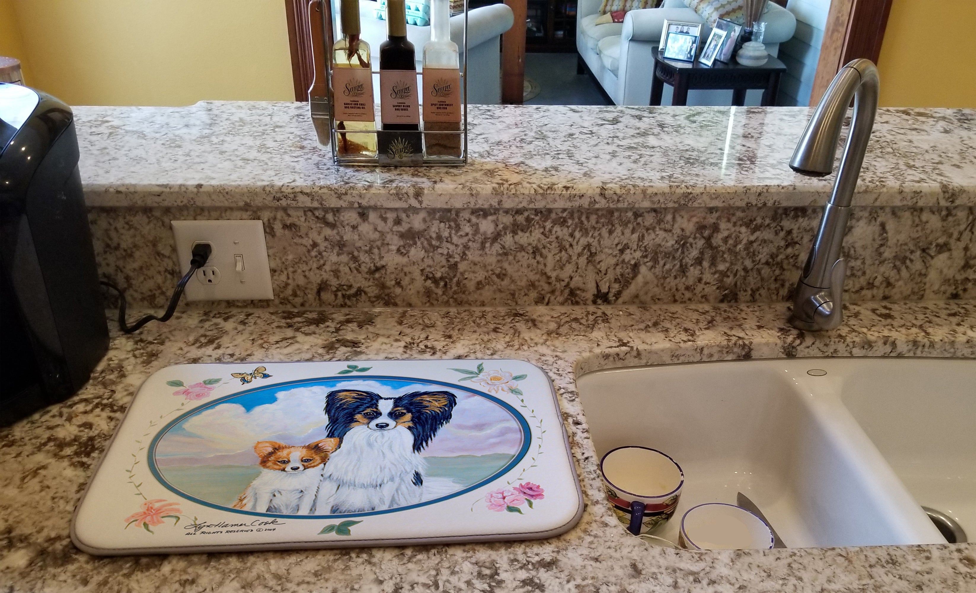 Papillon  Dish Drying Mat Absorbent Dish Drying Mat Pad for Kitchen Counter Dish Drainer Mat for Countertop, 14 x 21", Multicolor