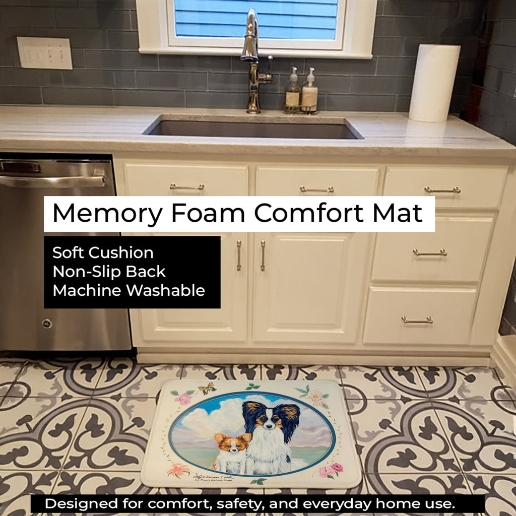 Papillon  Memory Foam Kitchen Mat Machine Washable Anti-Fatigue Cushion Comfort Bath or Kitchen Rug