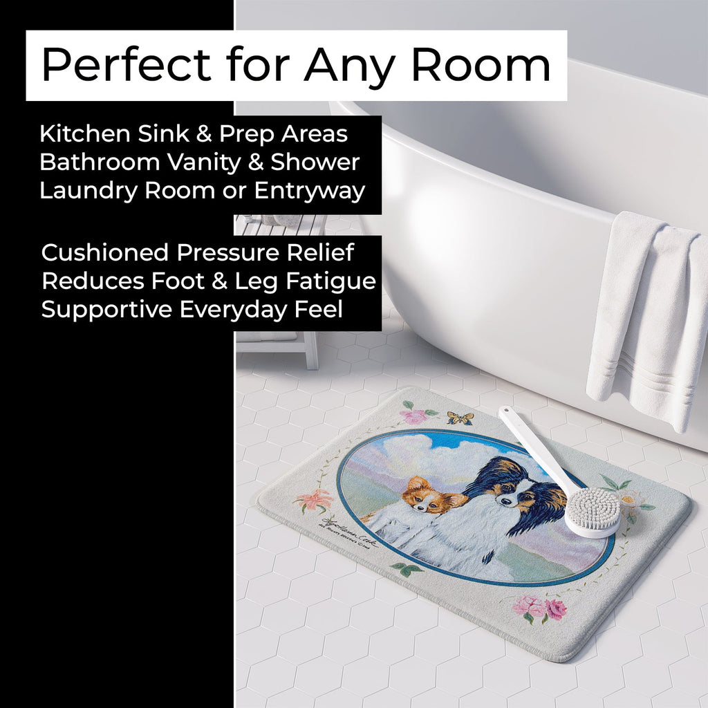 Papillon  Memory Foam Kitchen Mat Machine Washable Anti-Fatigue Cushion Comfort Bath or Kitchen Rug
