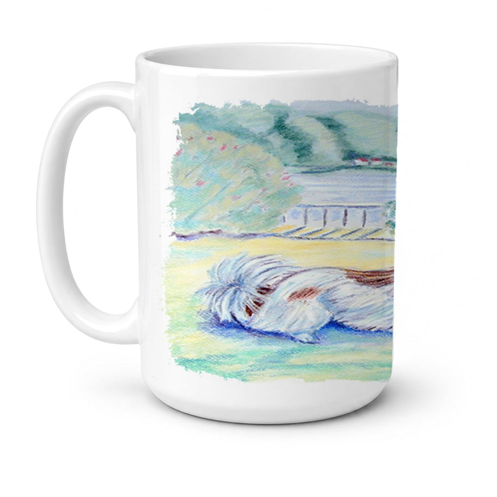 Papillon Ceramic Coffee Mug 15 oz Decorative Large C Handle Mug Cup for Tea, Cocoa Hot Chocolate