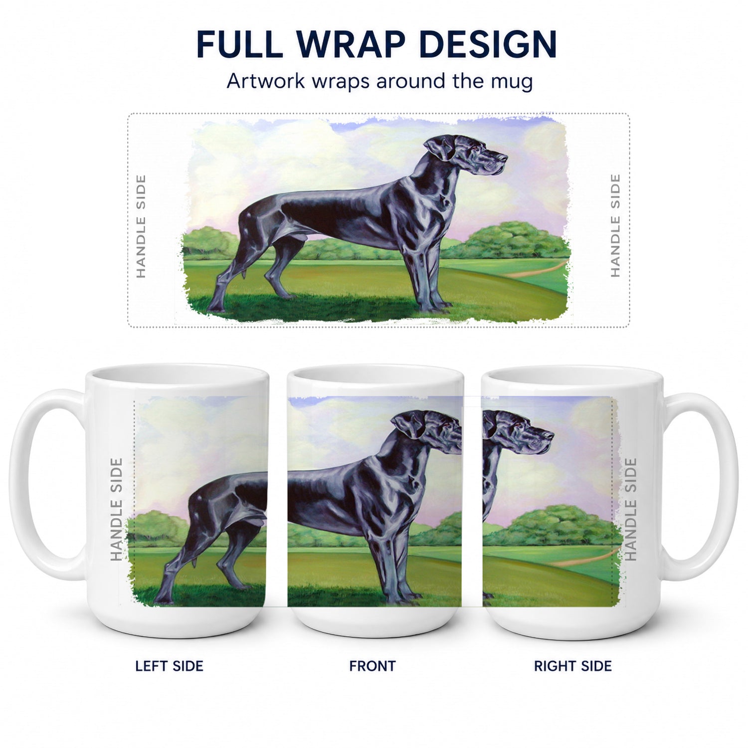 Great Dane Ceramic Coffee Mug 15 oz Decorative Large C Handle Mug Cup for Tea, Cocoa Hot Chocolate