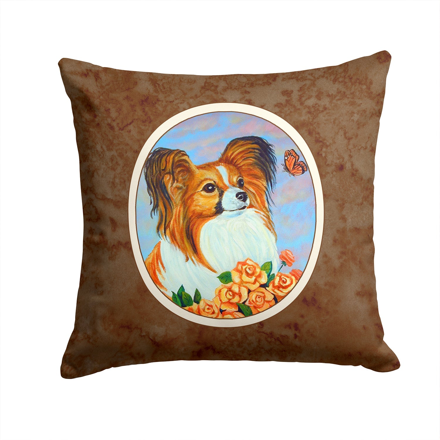Papillon Decorative Throw Pillow 14x14 Indoor Outdoor Accent Cushion, Fabric Cover with Insert for Sofa, Bed, Porch & Living Room