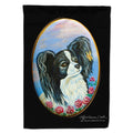 Black and White Papillon House Flag 28x40 Porch Sleeve Pole Decorative Outside Yard Banner Artwork Wall Hanging, Polyester