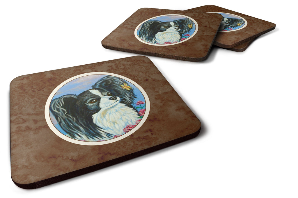 Black and White Papillon Foam Coasters Set of 4 Cup Coasters for Indoor Outdoor, Tabletop Protection, Anti Slip, Mouse pad Material