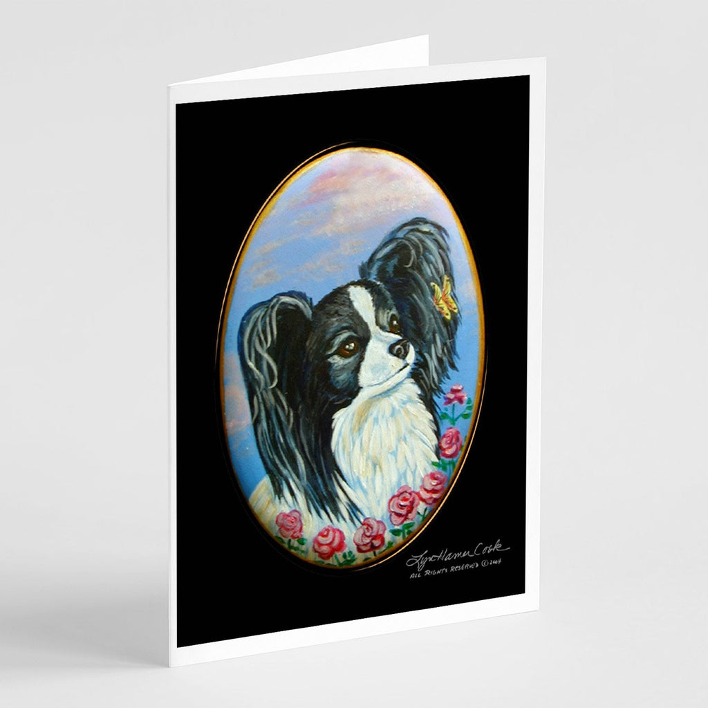 Black and White Papillon Greeting Cards Pack of 8 Blank Cards with Envelopes Whimsical A7 Size 5x7