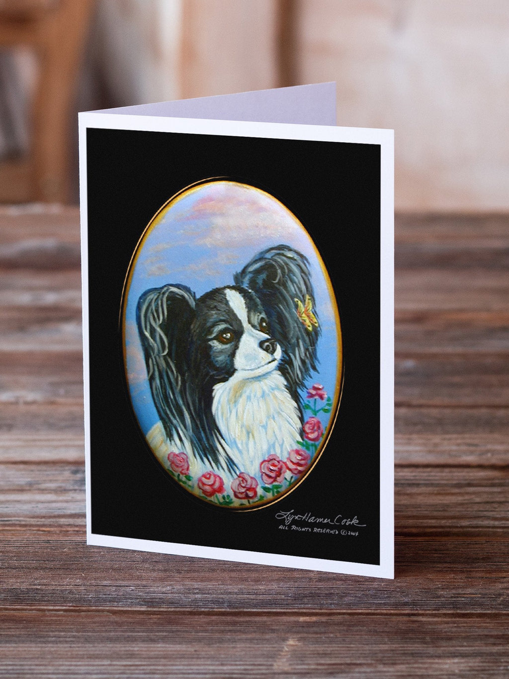 Black and White Papillon Greeting Cards Pack of 8 Blank Cards with Envelopes Whimsical A7 Size 5x7